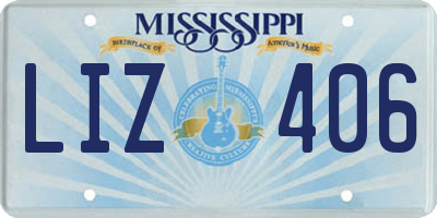 MS license plate LIZ406
