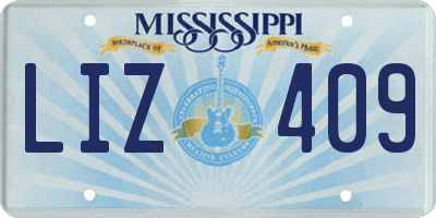 MS license plate LIZ409