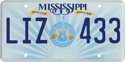 MS license plate LIZ433