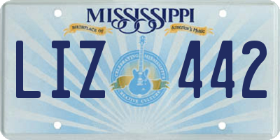 MS license plate LIZ442