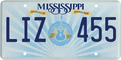 MS license plate LIZ455