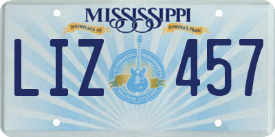 MS license plate LIZ457