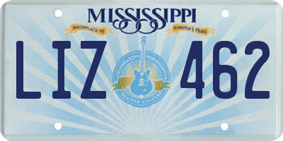 MS license plate LIZ462