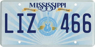 MS license plate LIZ466