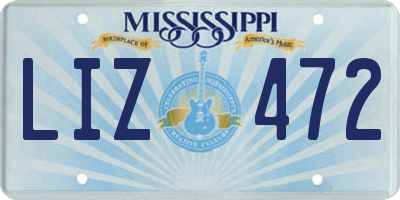 MS license plate LIZ472