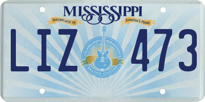 MS license plate LIZ473
