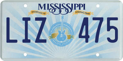 MS license plate LIZ475