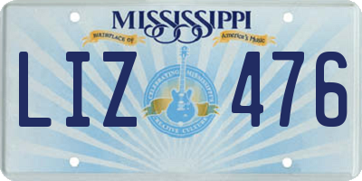 MS license plate LIZ476