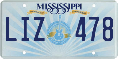 MS license plate LIZ478