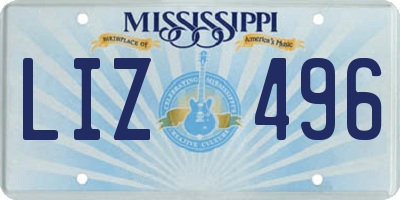 MS license plate LIZ496