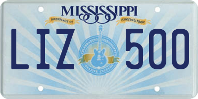 MS license plate LIZ500