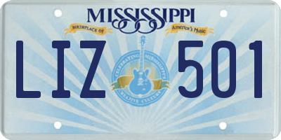 MS license plate LIZ501
