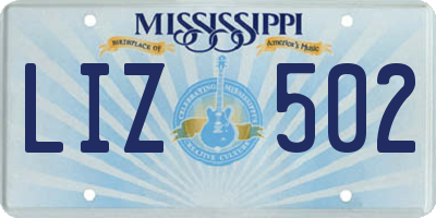 MS license plate LIZ502