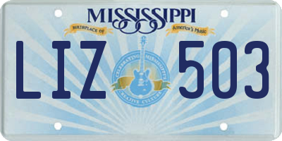 MS license plate LIZ503