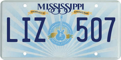 MS license plate LIZ507