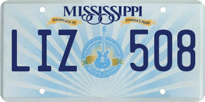 MS license plate LIZ508