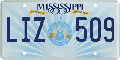 MS license plate LIZ509