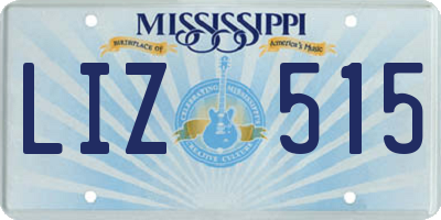 MS license plate LIZ515