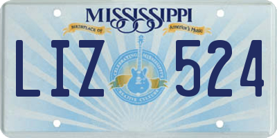 MS license plate LIZ524