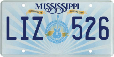 MS license plate LIZ526