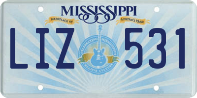 MS license plate LIZ531