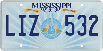 MS license plate LIZ532