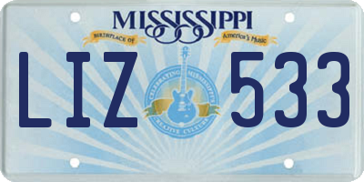 MS license plate LIZ533