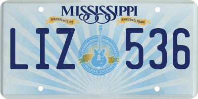 MS license plate LIZ536