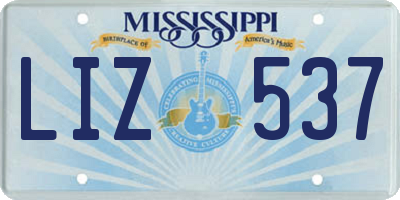MS license plate LIZ537