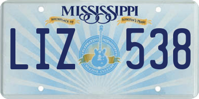 MS license plate LIZ538