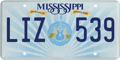 MS license plate LIZ539