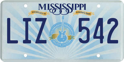 MS license plate LIZ542