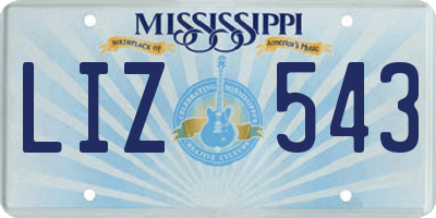 MS license plate LIZ543