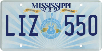 MS license plate LIZ550