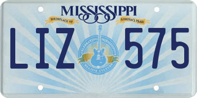 MS license plate LIZ575