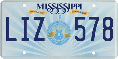MS license plate LIZ578
