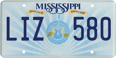 MS license plate LIZ580