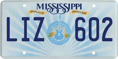 MS license plate LIZ602