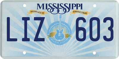 MS license plate LIZ603