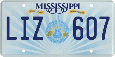 MS license plate LIZ607