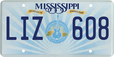 MS license plate LIZ608