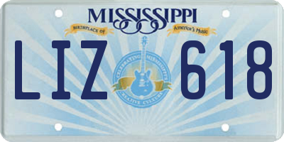 MS license plate LIZ618