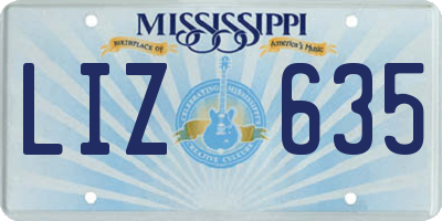 MS license plate LIZ635
