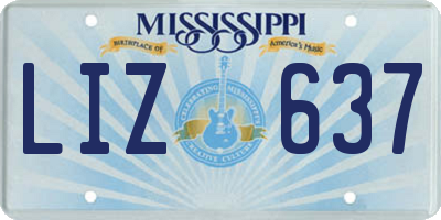MS license plate LIZ637