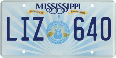 MS license plate LIZ640