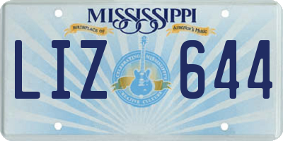 MS license plate LIZ644