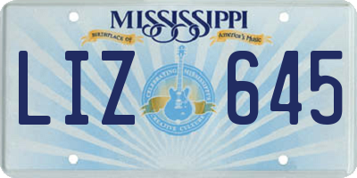 MS license plate LIZ645