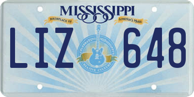 MS license plate LIZ648