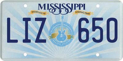 MS license plate LIZ650