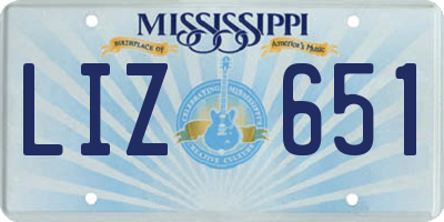 MS license plate LIZ651
